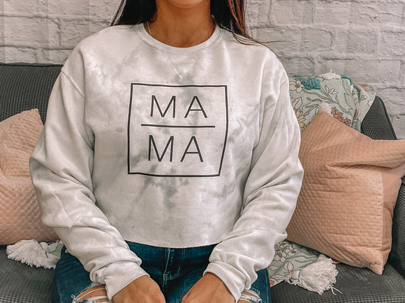 CROPPED MAMA CROPPED TIE DYE CREW